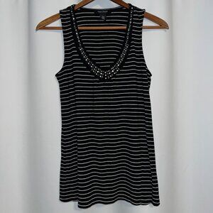 White House Black Market Striped Embellished Tank Top XS